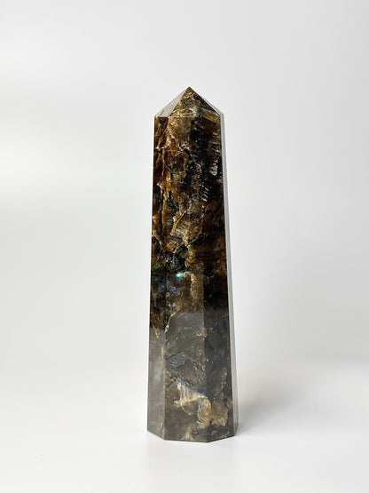 Eight Facet Labradorite Tower – 654g - Elegance, Depth & Reflective Beauty