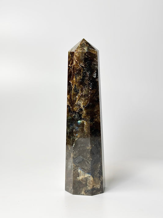 Eight Facet Labradorite Tower – 654g - Elegance, Depth & Reflective Beauty