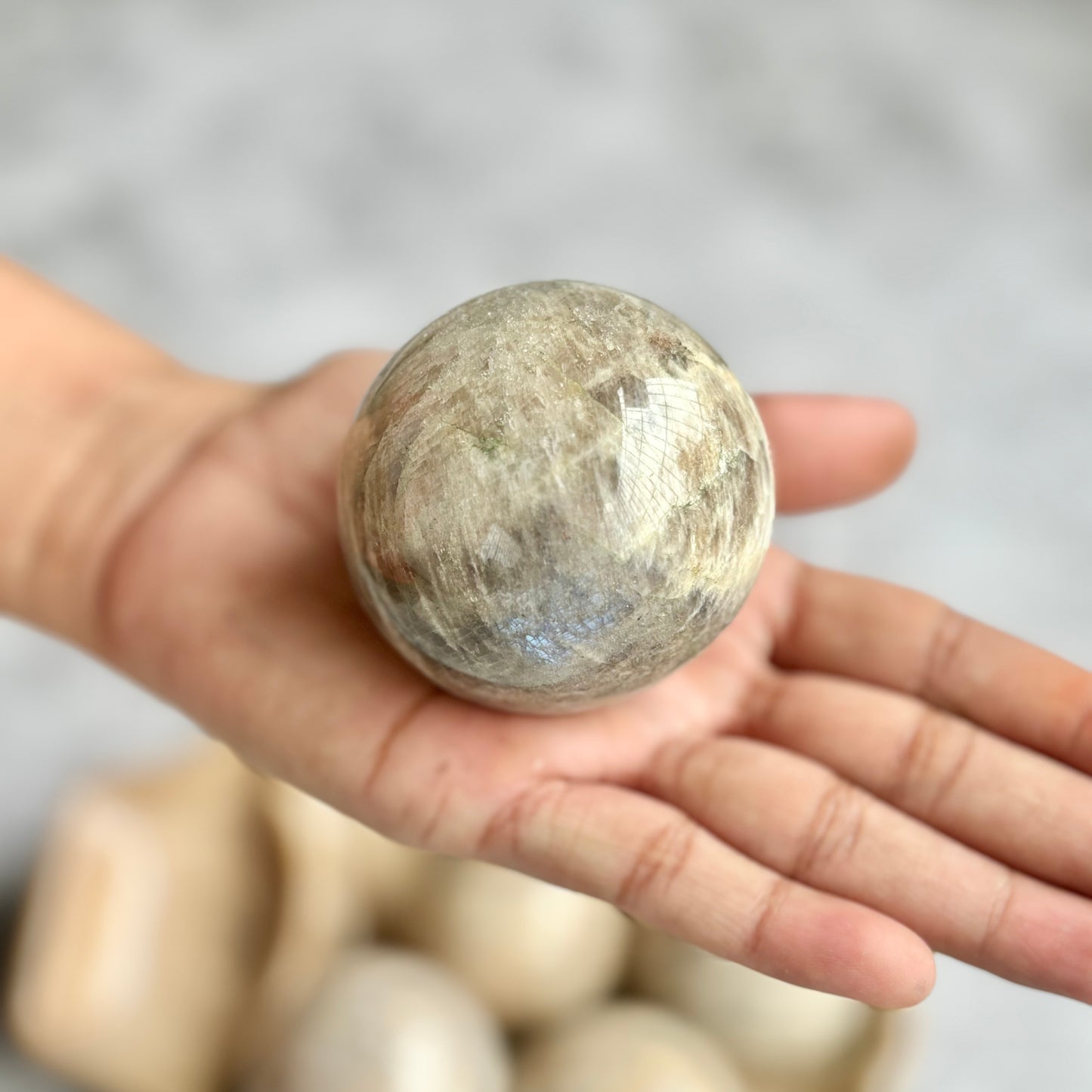 Bellmorite Moonstone Sphere | Dreamwork, Clarity and Self-worth