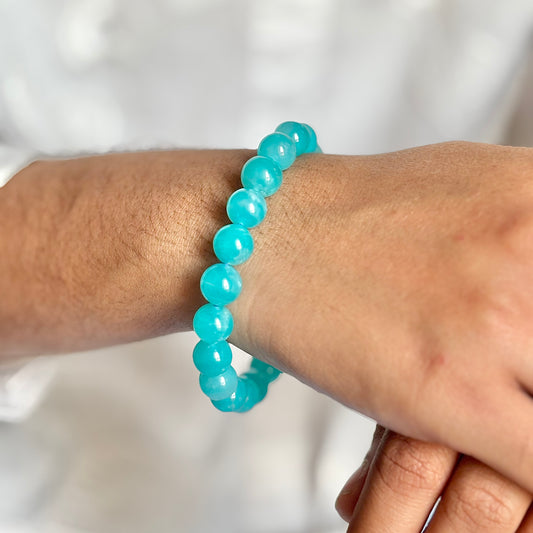 Translucent Superior Quality Amazonite Bead Bracelet - 8mm