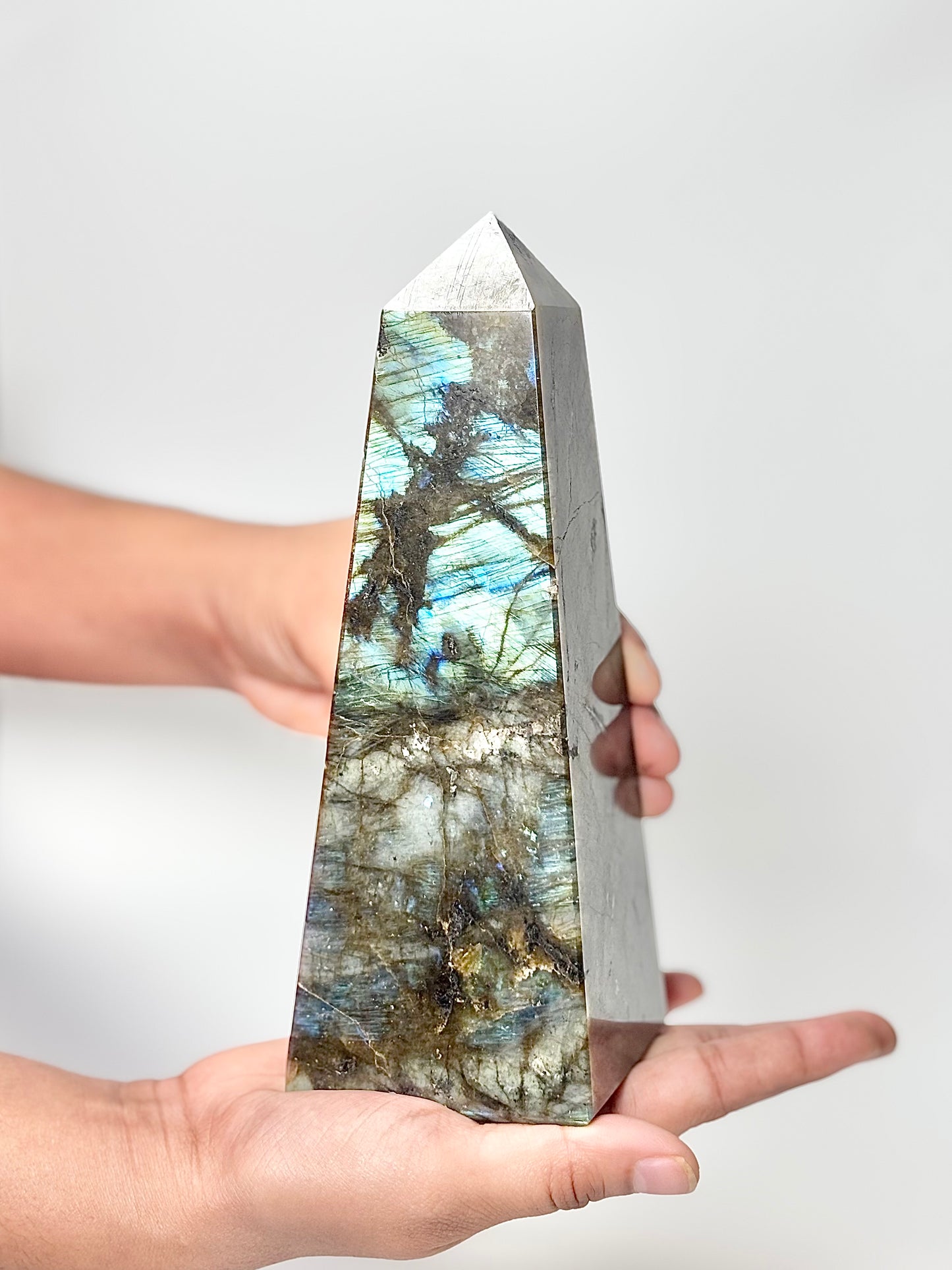 Four Facet Labradorite Tower – 1.1kg - Subtle Glow & Balanced Form