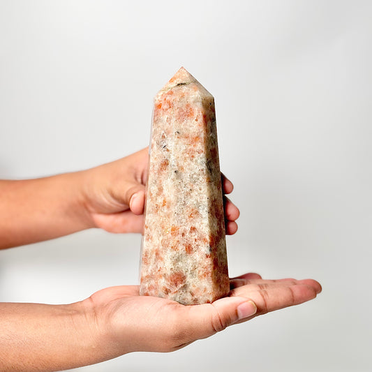 Eight Facet Sunstone Tower – 710g - Radiance, Warmth & Uplifting Energy