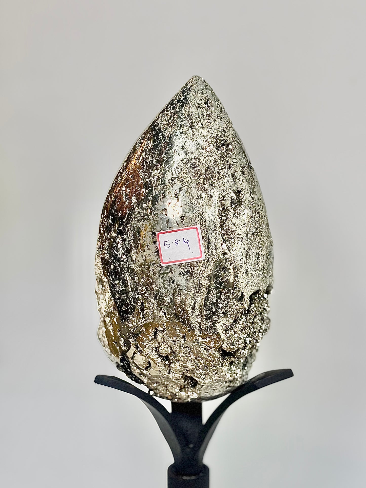 Extra Large Peruvian Pyrite Druzy Egg Carving 5.8 Kg – Abundance & Prosperity