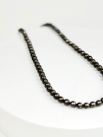 Pyrite Round Bead Necklace – Natural Stone