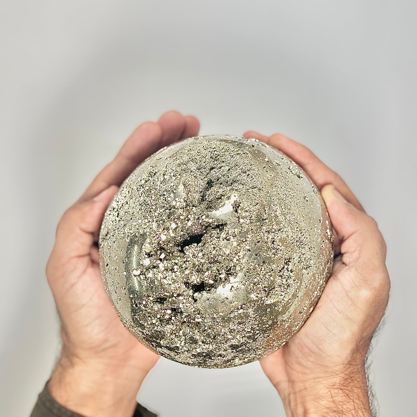 Extra Large Peruvian Pyrite Druzy Sphere 4.6 Kg – Abundance & Prosperity
