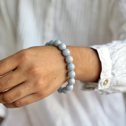 Angelite Bead Bracelet - 10mm | Stone to Connect with Spirit Guides