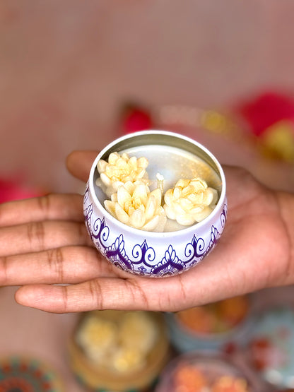 Floral Tin Soy Candle – Pineapple