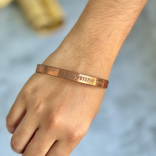 I am Blessed Carved Copper Bracelet