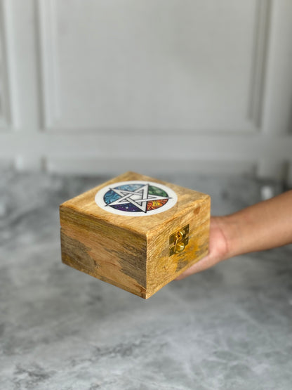 Elementary Pentacle Print wooden box | 4 Inches