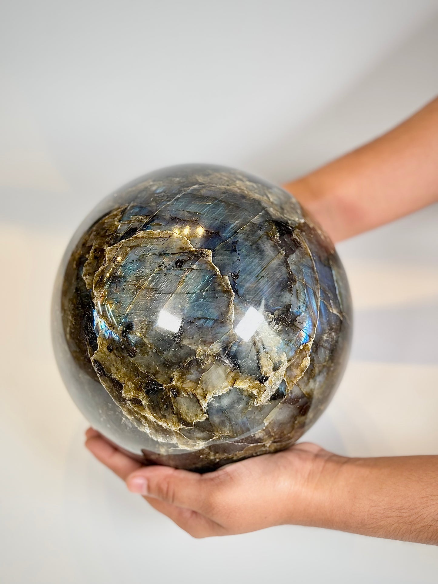 Large Natural Labradorite Sphere (Approx. 6.8 kg)