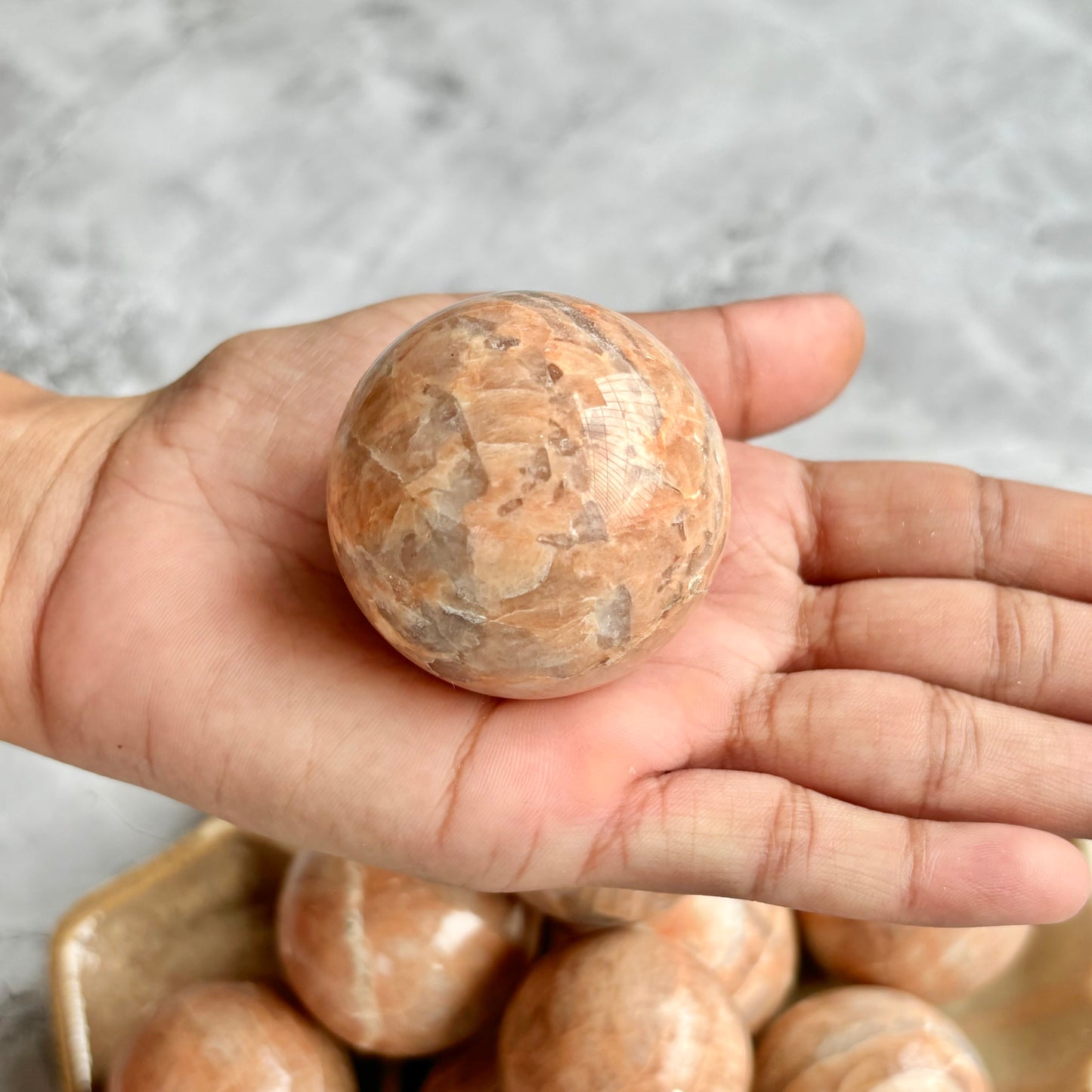 Peach Moonstone Sphere | Stimulates Creativity & Boost Vitality