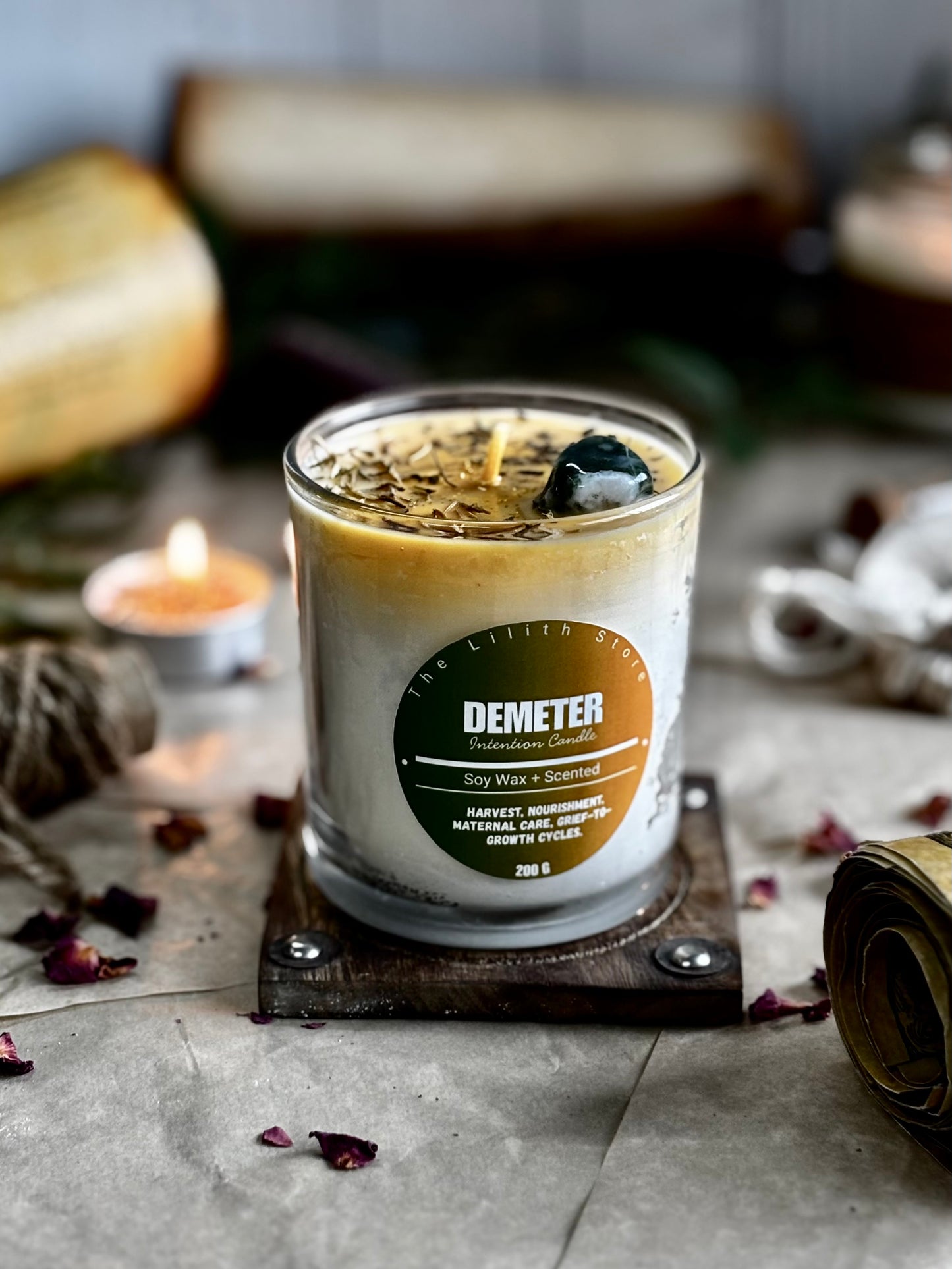 Demeter Altar Candle – 200 g Soy Wax Jar Candle for Ritual & Devotion