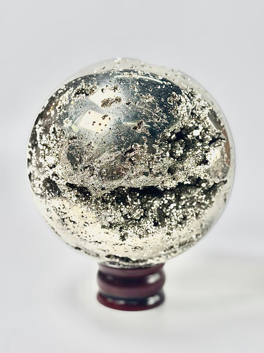 Extra Large Peruvian Pyrite Druzy Sphere 7.4 Kg – Abundance & Prosperity