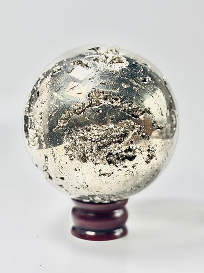 Extra Large Peruvian Pyrite Druzy Sphere 5.7 Kg – Abundance & Prosperity