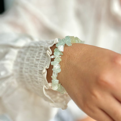 Aquamarine Chips Bracelet | Throat Chakra , Helps overcoming fear of Public Speaking