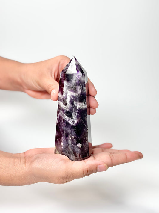Eight Facet Chevron Amethyst Tower – 370g - Balanced Energy & Refined Clarity