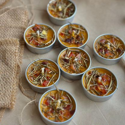 Tealight Orange Soy Wax Tealight Candle with Rosemary & Carnelian