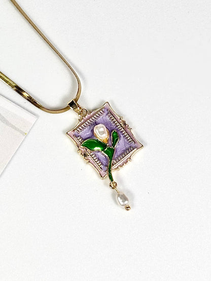 Botanical Pearl Pendant Necklace | Gold-Plated Stainless Steel | The Lilith Store