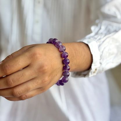 Amethyst Bead Bracelet - 10mm | Helps activating Third Eye & Psychic abilities