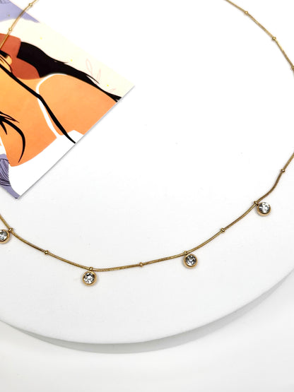 Dainty Crystal Station Necklace