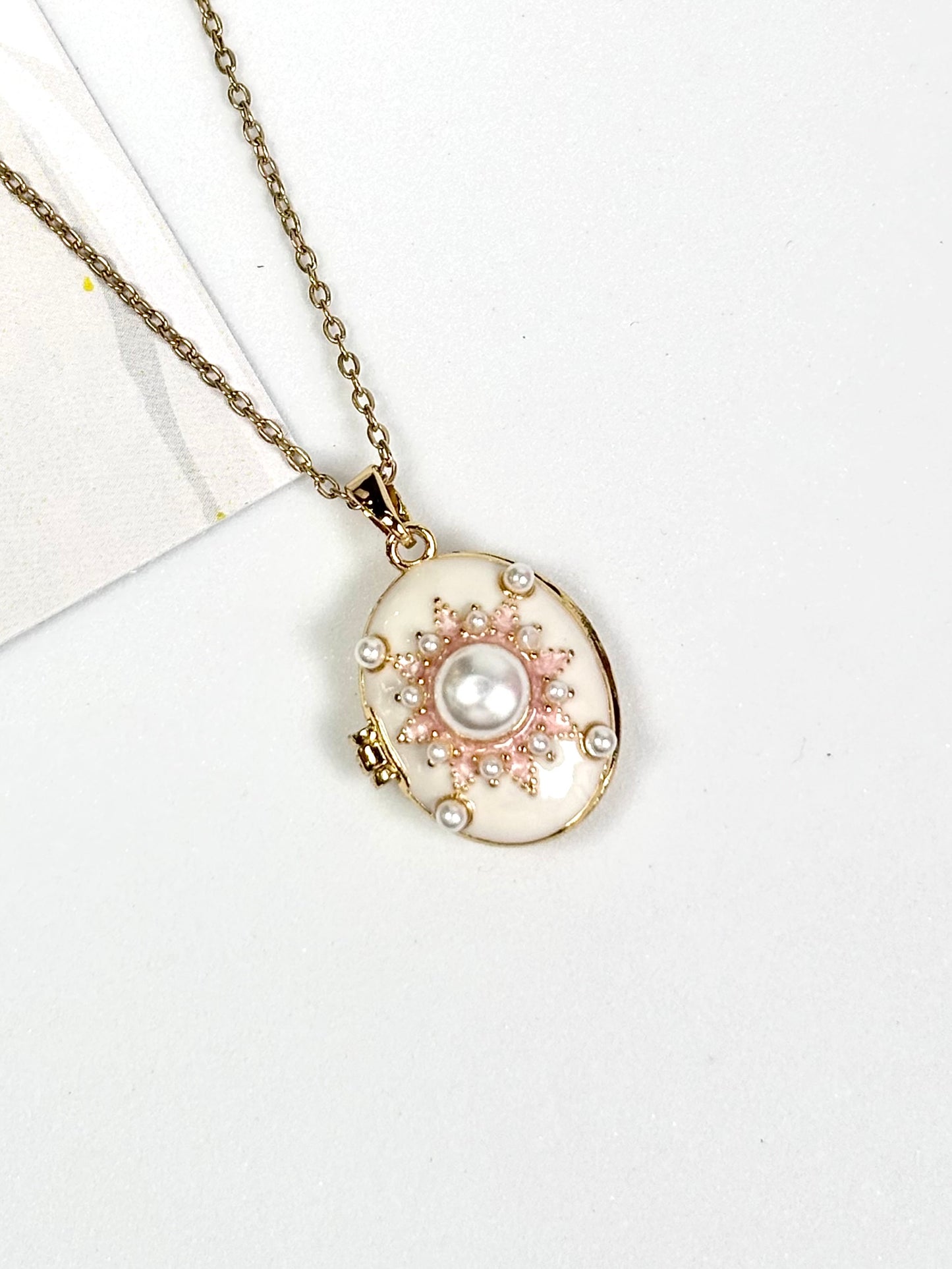 Vintage Pearl Locket Necklace | Gold-Plated Stainless Steel | The Lilith Store