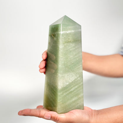 Green Aventurine Four-Facet Tower – 1747g - Attract Luck • Inspire Growth • Help Heart Chakra