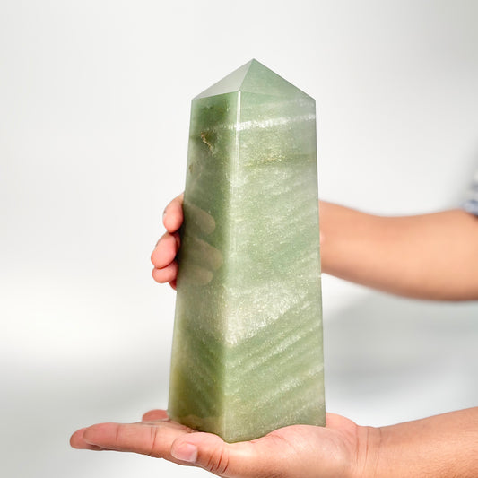 Green Aventurine Four-Facet Tower – 1747g - Attract Luck • Inspire Growth • Help Heart Chakra
