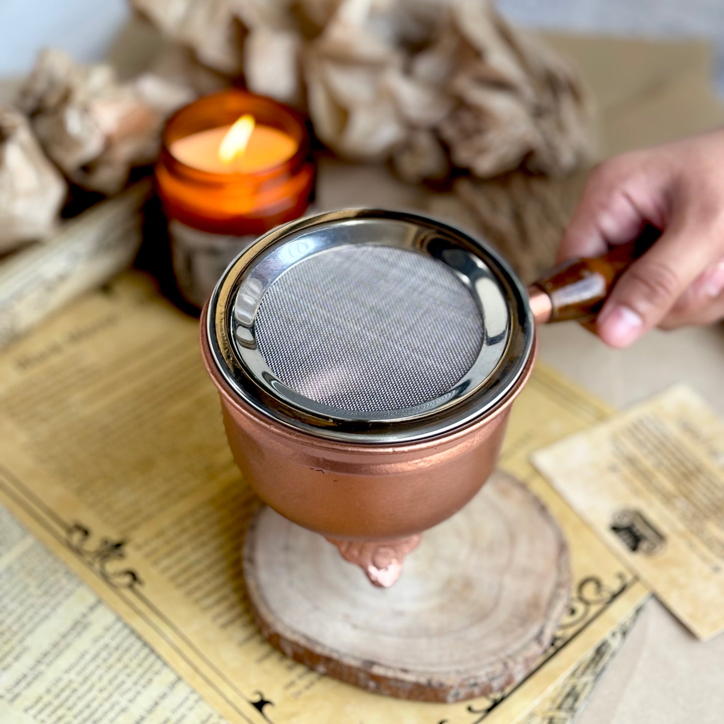 Iron Incense Holder with Rose Gold Finish