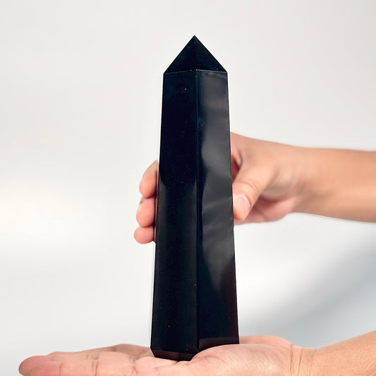 Black Obsidian Six-Facet Tower – 656g - Ground • Shield • Release
