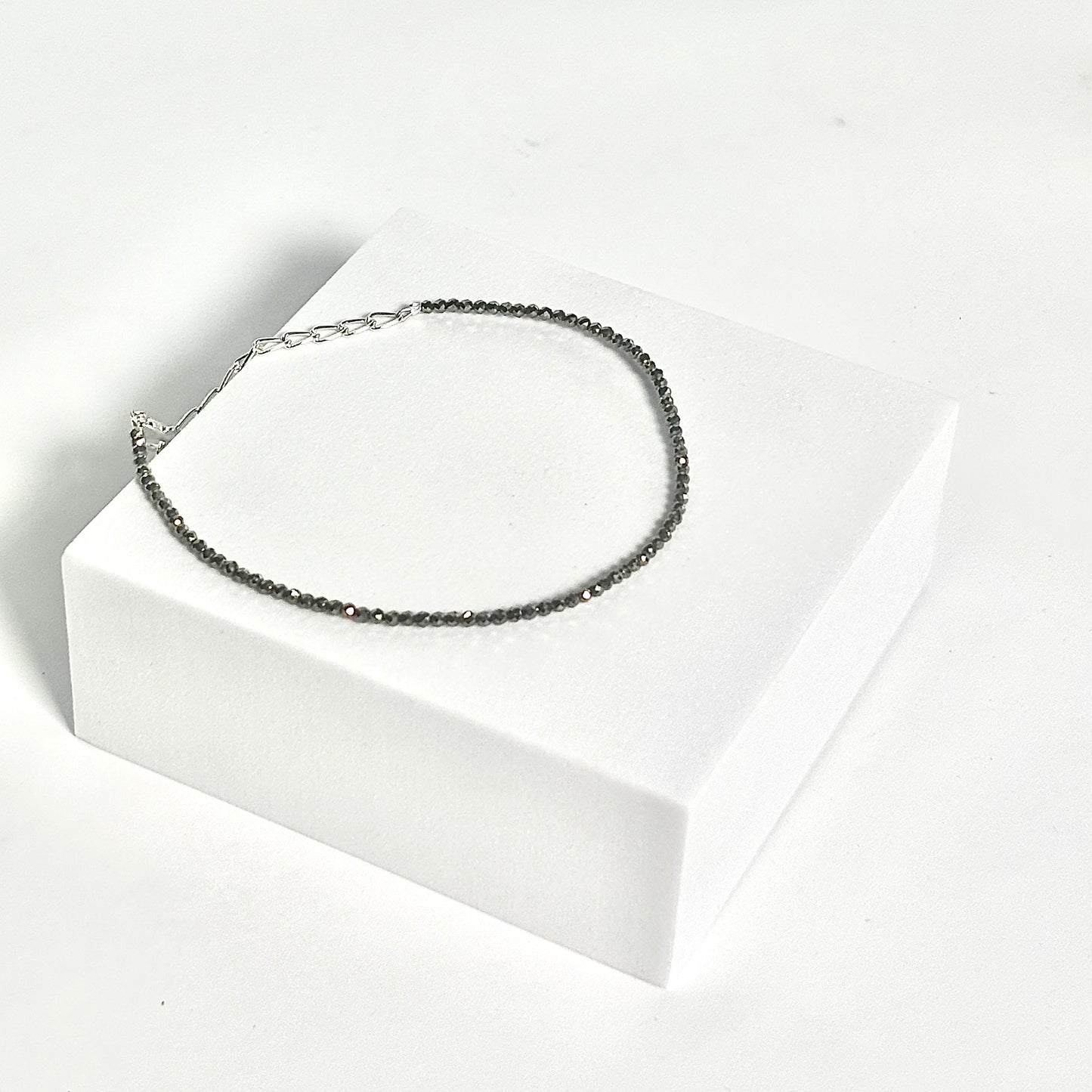 Pyrite Crystal Anklet – Confidence & Abundance | Adjustable Handcrafted Anklet