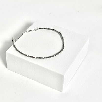 Pyrite Crystal Anklet – Confidence & Abundance | Adjustable Handcrafted Anklet