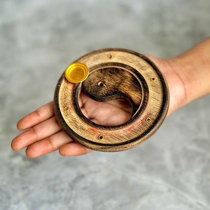 Yin Yang Wooden Incense & Dhoop Cone Display Stand