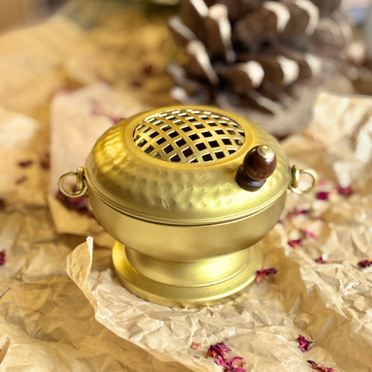 Cast Iron Gold finish Incense Burner / Holder