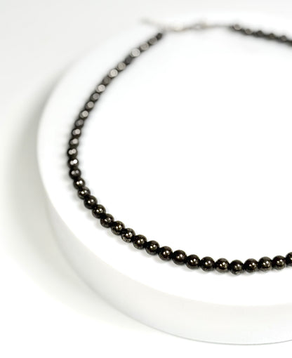 Pyrite Round Bead Necklace – Natural Stone