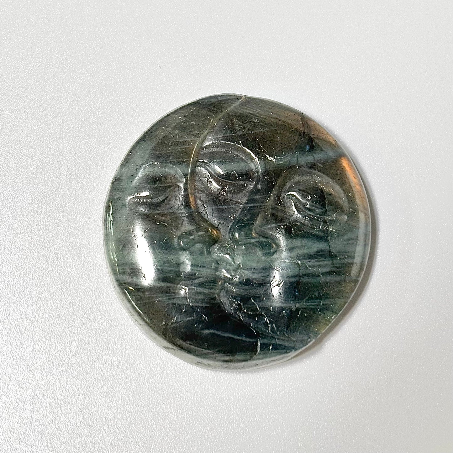 Sun & Moon Labradorite Crystal Carving – Intuition • Balance • Transformation