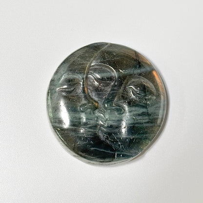 Sun & Moon Labradorite Crystal Carving – Intuition • Balance • Transformation