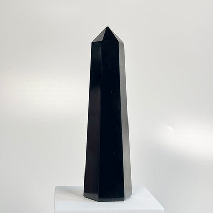 Black Obsidian Six-Facet Tower – 444g - Ground • Shield • Release