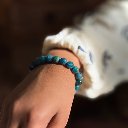 Blue Apatite Bracelet - 8mm | Stone of Motivation