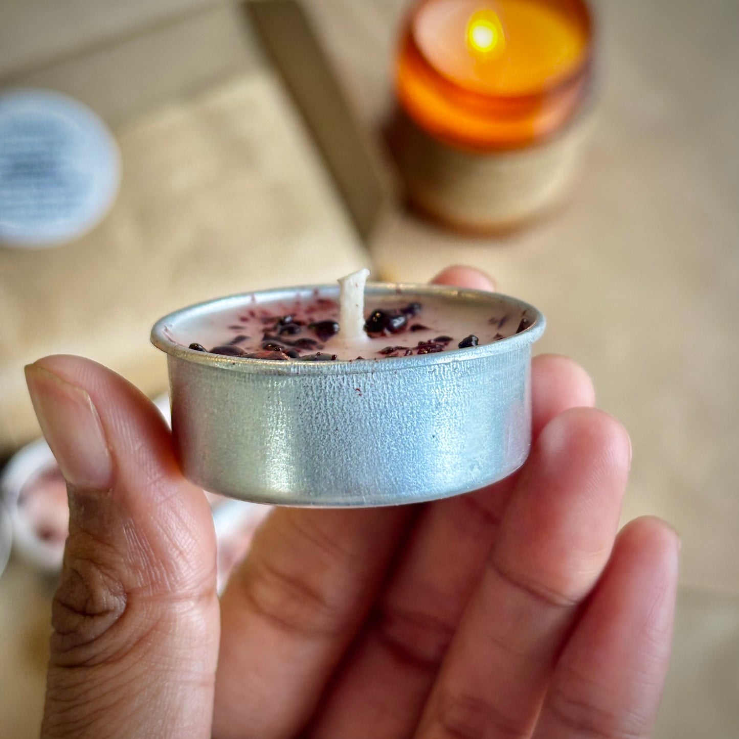 Dragon Blood Resin Infused Soy Wax Tealight Candles – Unscented