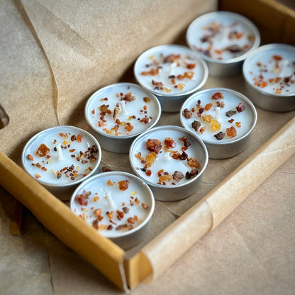 Myrrh Resin Infused Soy Wax Tealight Candles – Unscented