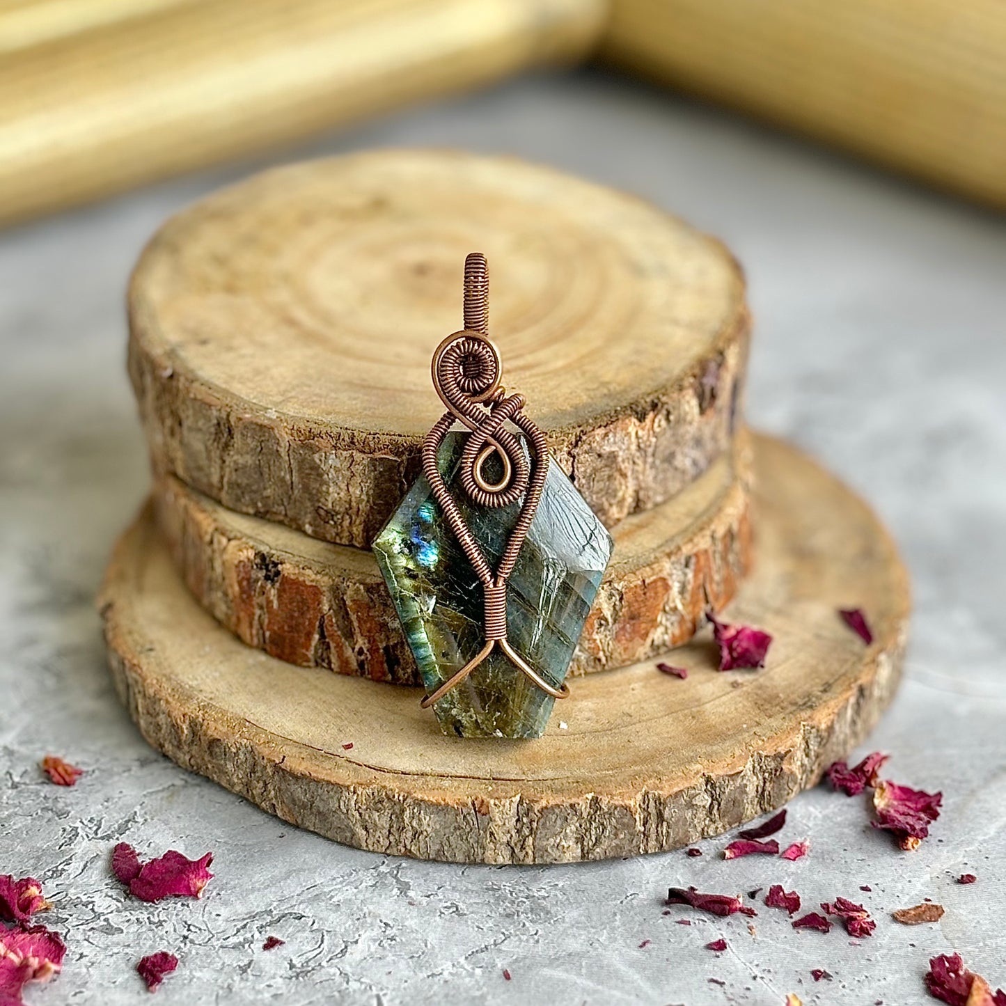 Labradorite Copper wire wrapped Pendant | Promotes Spiritual Growth