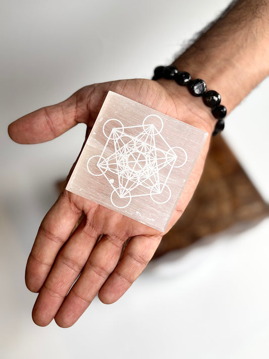 Metatron Selenite Square Plate
