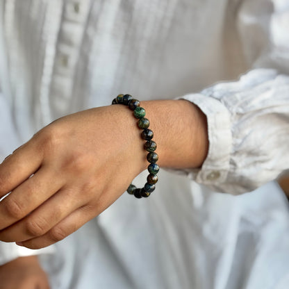 Chryscolla with Little Azurite Bead Bracelet - 8mm | Throat Chakra, Expression , Public Speaking