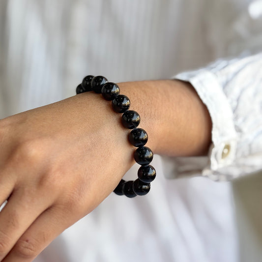 Black Tourmaline Bracelet - 10mm | Stone of Protection