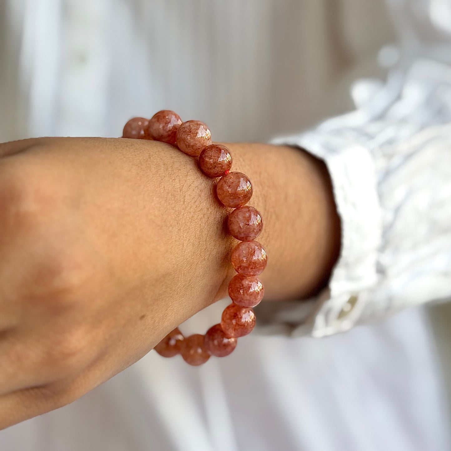 Sunstone Bead Bracelet - 10mm | Stone of Stability & Personal Strength