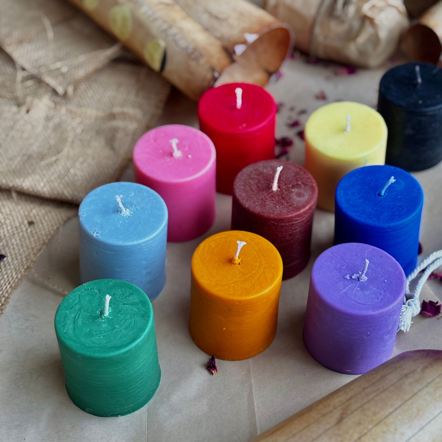 Pack of 11 Soy Wax Pillar Candles (2 Inch) – Assorted Ritual & Décor Colours