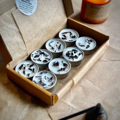 Hibiscus Infused Soy Wax Tealight Candles – Unscented (Pack of 8)