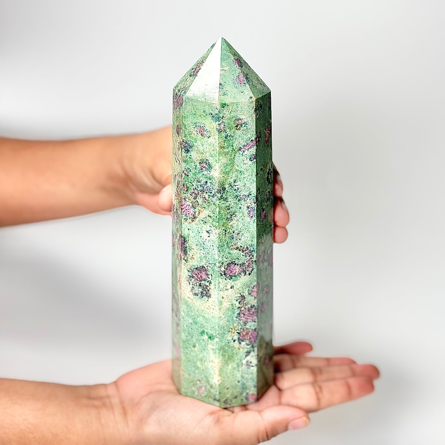 Eight Facet Ruby Fuchsite Tower – 1.2kg - Vivid Colour & Harmonised Form
