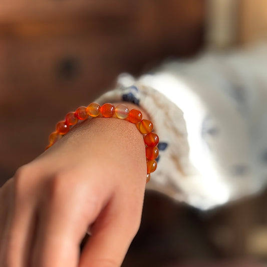 Orange Carnelian Bead Bracelet - 6mm | Opportunities & Courage