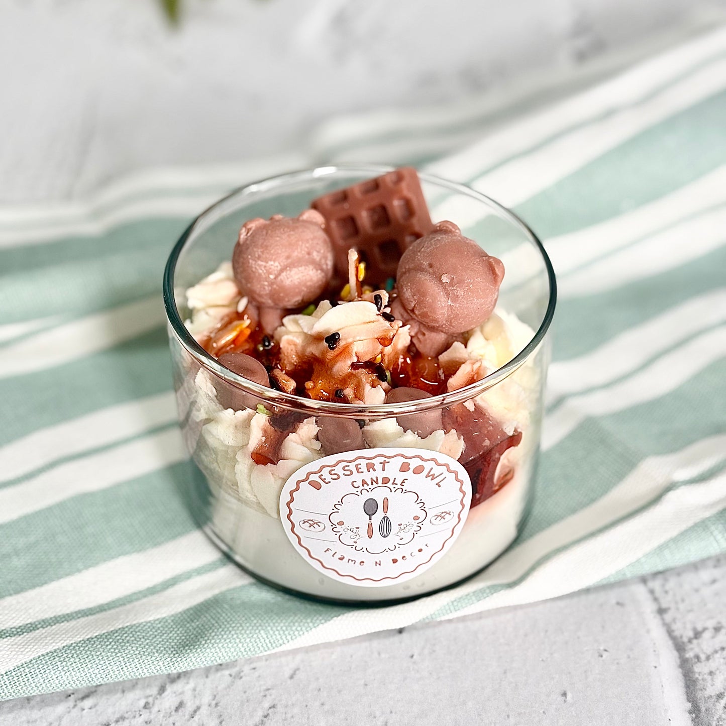 Dessert Bowl with Teddy & Chocolates Decorative Soy Scented Candle